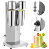 Milkshake Maker Kit, Stainless Steel Electric Milkshake Maker, 180W Milkshake Machine, Double Head Classic Milkshake Maker with 800ml Cup, Silver Milkshake Maker Machine, 2 Speed Adjustable